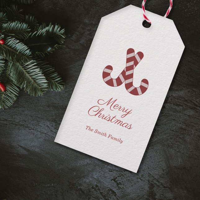 Weihnachtscreme Cane-Geschenk-Tag Geschenkanhänger (Christmas Candy Cane Gift Tag)