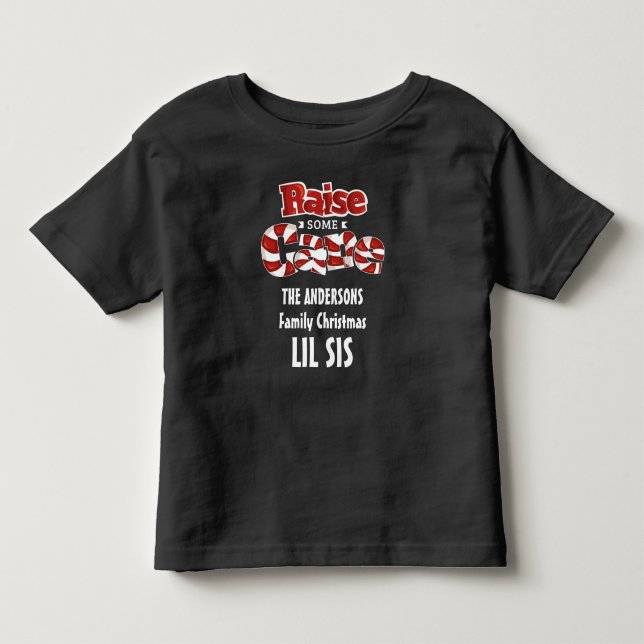 Weihnachtscreme Cane Matching Family Personalisier Kleinkind T-shirt (Vorderseite)