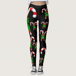 Weihnachtscreme Canes Green Bow Leggings