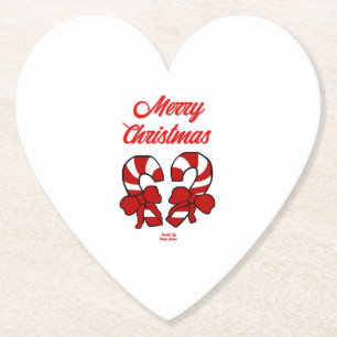 Weihnachtscreme Canes Heart Paper Untersetzer