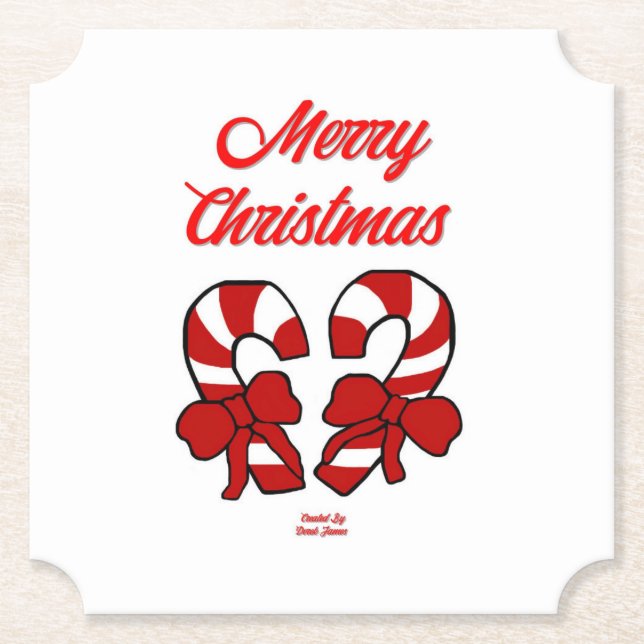 Weihnachtscreme Canes Ticket Paper Untersetzer (Vorderseite)