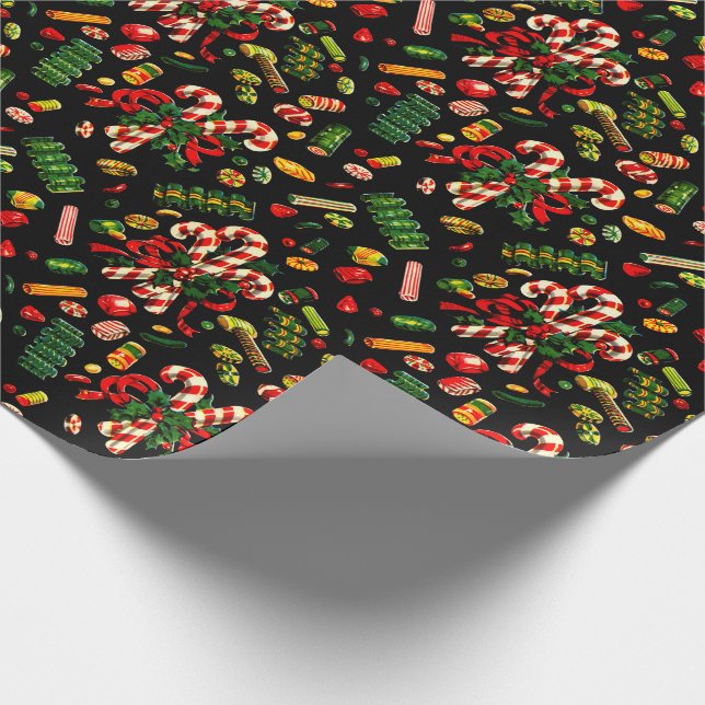 Weihnachtscreme der 50er Jahre Geschenkpapier (Ecke)