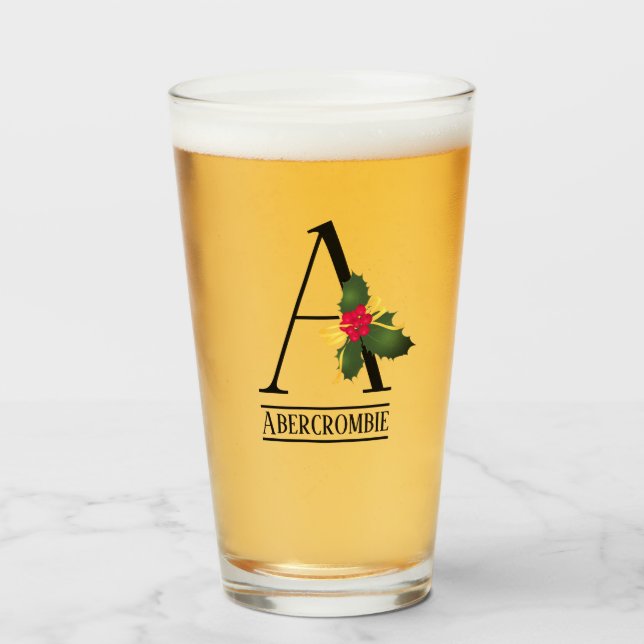Weihnachtscreme Letter A Personalisiertes Bier Glas (Vorne (Gefüllt))