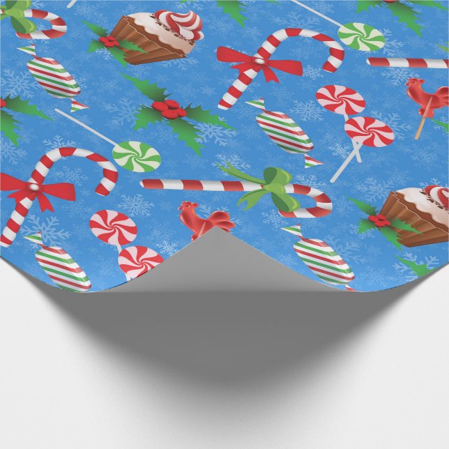 Weihnachtscreme, Lollipop und Kuchen Geschenkpapier (Ecke)