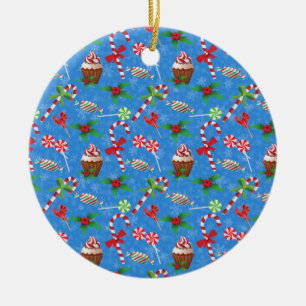 Weihnachtscreme, Lollipop und Kuchen Keramik Ornament