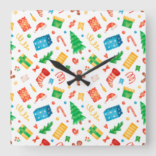 Weihnachtscreme mit Pfefferminzbonbons Weihnachtsb Quadratische Wanduhr