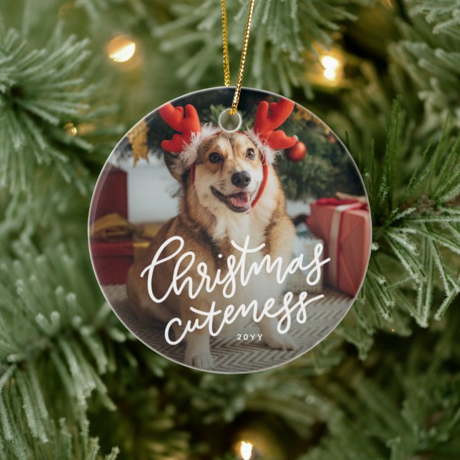 Weihnachtscreme niedlicher Haustierferien-Ornament Keramik Ornament (Baum)