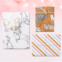 Weihnachtscreme Pink Geschenkpapier Set