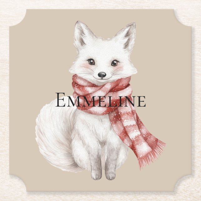 Weihnachtscreme Rot Weißer Pfefferminzfuchs und Hi Untersetzer (Vorderseite)