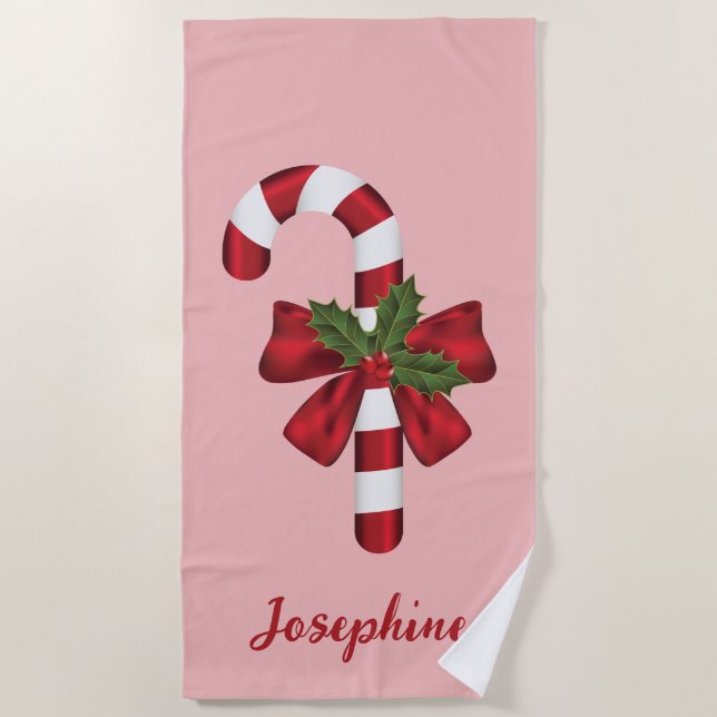 Weihnachtscreme und Individuelle Name Strandtuch (Vorderseite)