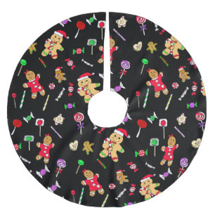 Weihnachtscreme und Lebkuchen Männer Polyester Weihnachtsbaumdecke