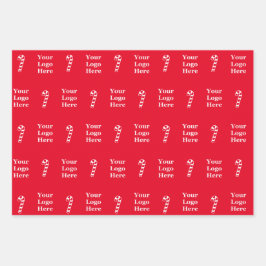 Weihnachtscreme und Logo-Muster Geschenkpapier Set