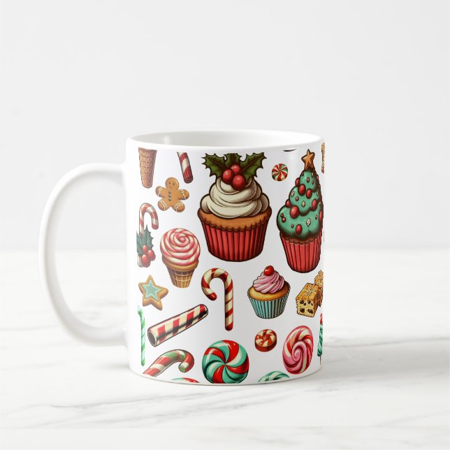 Weihnachtscreme und süße Leckereien Kaffeetasse (Links)