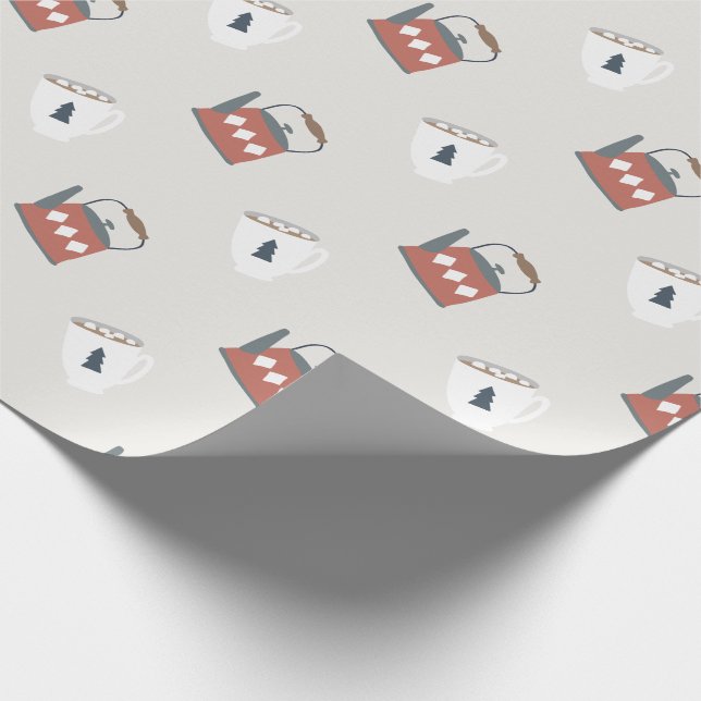 Weihnachtscreme und Tasse Urlaubsmuster Geschenkpapier (Ecke)