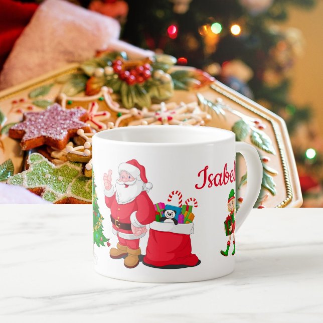 Weihnachtscup des Kindes: Name Santa und Baum hinz Espressotasse (Von Creator hochgeladen)