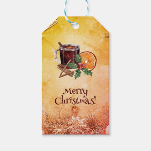 Weihnachtscup Orange Holly Berry Cinnamon Gruß Geschenkanhänger