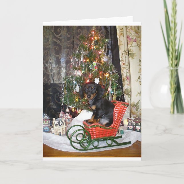 WeihnachtsDackel-Art Feiertagskarte (Vorderseite)