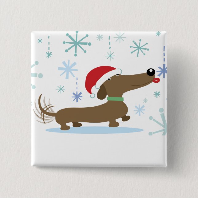WeihnachtsDackelknopf Button (Vorderseite)