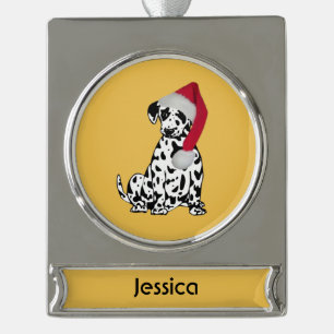 WeihnachtsDalmatiner Personalisiertes Foto Banner-Ornament Silber