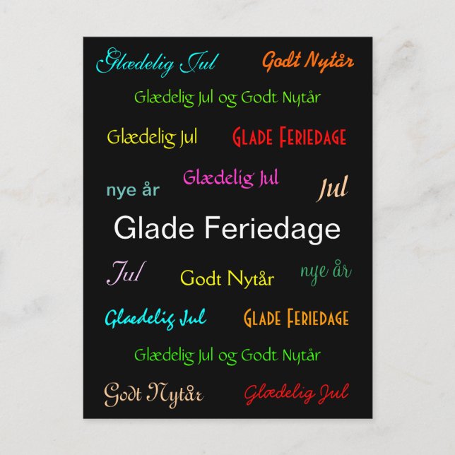 Weihnachtsdänische Glade Feriedage Feiertagspostkarte (Vorderseite)