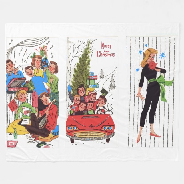 Weihnachtsdecke aus Rockabilly Fleecedecke (Vorderseite (Horizontal))