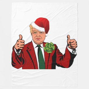 weihnachtsdecke santa claus donald trump fleecedecke