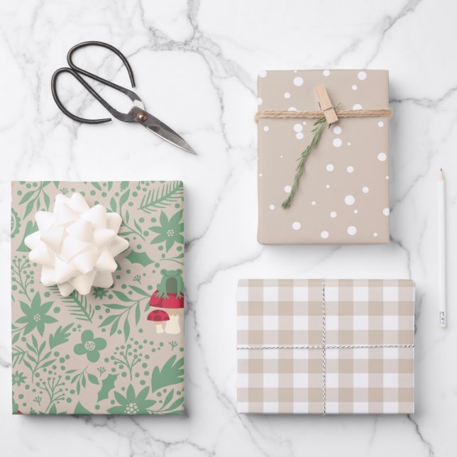 Weihnachtsdecker-Wrapping Paper Shee im Mushroom Geschenkpapier Set (Vorderseite)