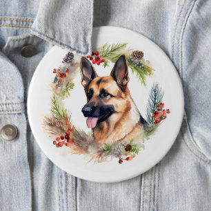 Weihnachtsdeko mit Deutschem Schäferhund Festiver Button