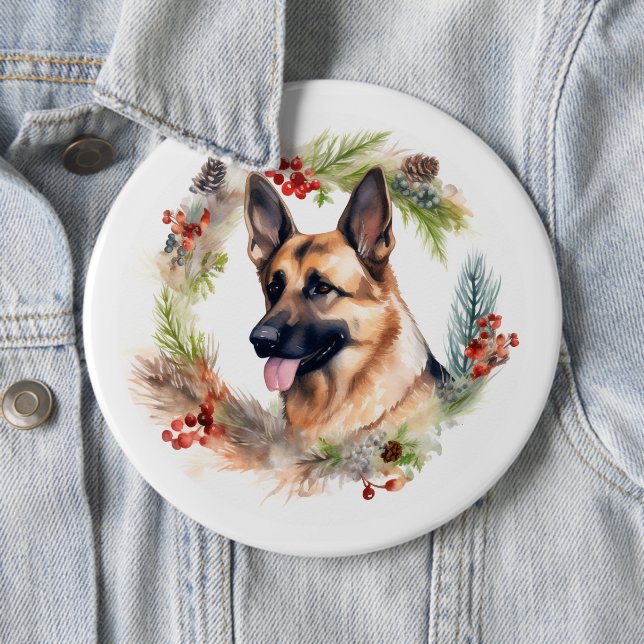Weihnachtsdeko mit Deutschem Schäferhund Festiver  Button (Beispiel)