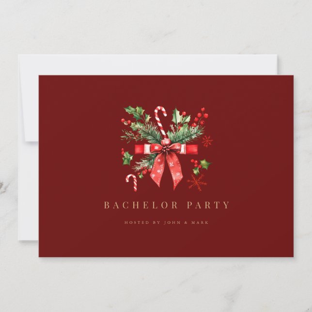 Weihnachtsdekor Bachelor Party Einladungskarte (Vorderseite)