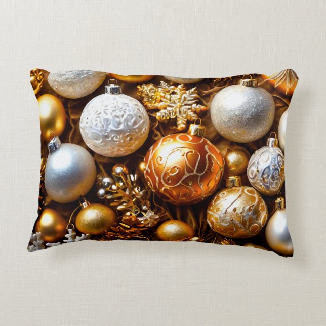 Weihnachtsdekor mit goldenen Bauern Dekokissen (Rückseite)