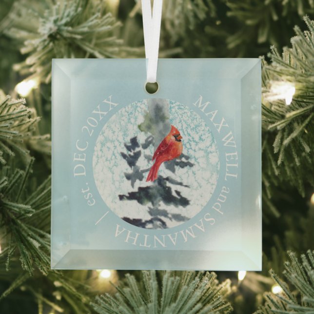 Weihnachtsdekor rustikal Custom Wedding Blue Ornament Aus Glas (Insitu)