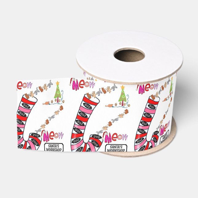 Weihnachtsdekoration Band, Meow Cat Kittens Cane Ripsband (Spule)