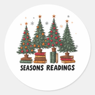 Weihnachtsdekoration Bäume auf Buch Runder Aufkleber