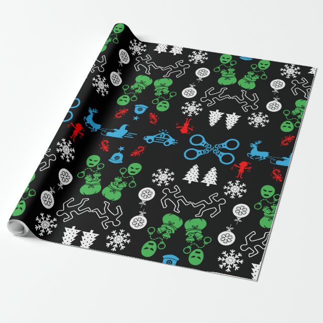 Weihnachtsdekoration der Polizei Geschenkpapier (Ungerollt)
