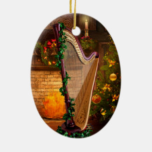Weihnachtsdekoration für Stechpalmenharfe Keramikornament