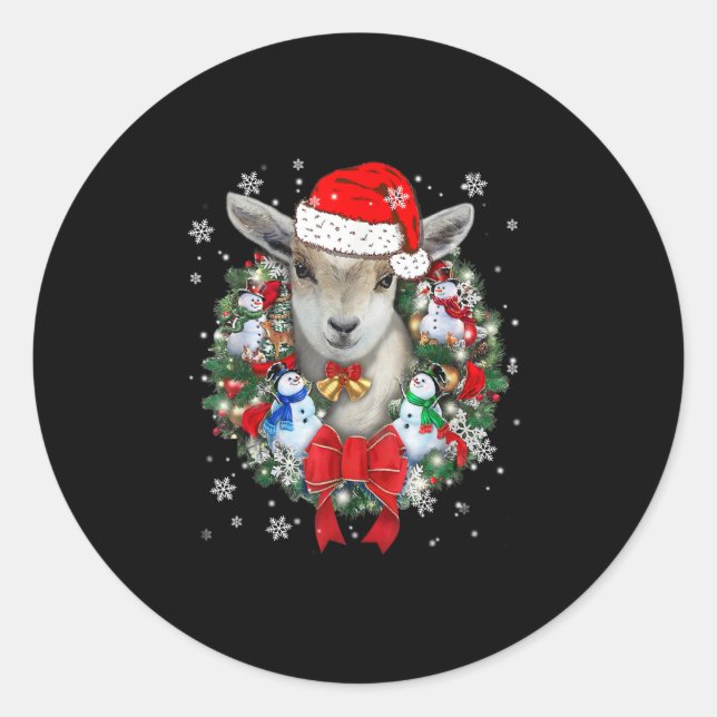 Weihnachtsdekoration für Ziegen Weihnachtsgeschenk Runder Aufkleber (Vorderseite)