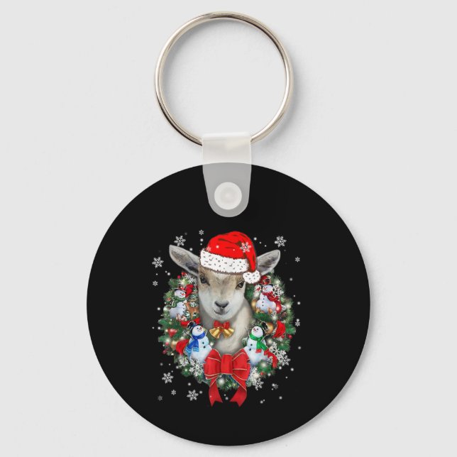 Weihnachtsdekoration für Ziegen Weihnachtsgeschenk Schlüsselanhänger (Vorderseite)
