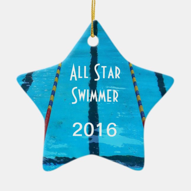 Weihnachtsdekoration im Foto des Schwimmers Keramikornament (Vorne)