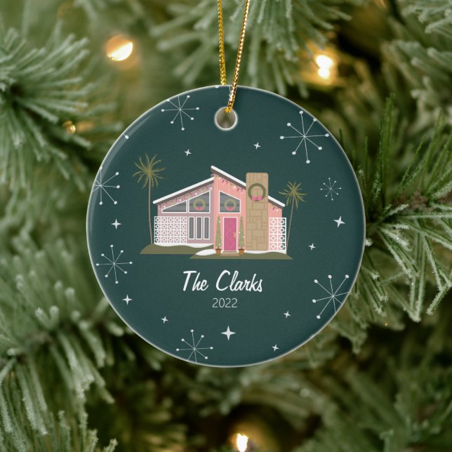 Weihnachtsdekoration im Mittelalter - Pink House - Keramik Ornament (Baum)