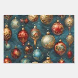 Weihnachtsdekoration im viktorianischen Stil auf e Geschenkpapier Set