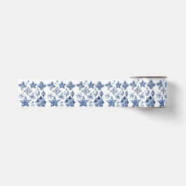 Weihnachtsdekoration in Delft Blue Metal Ornament Satinband