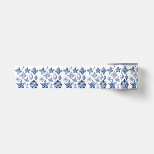 Weihnachtsdekoration in Delft Blue Metal Ornament Satinband