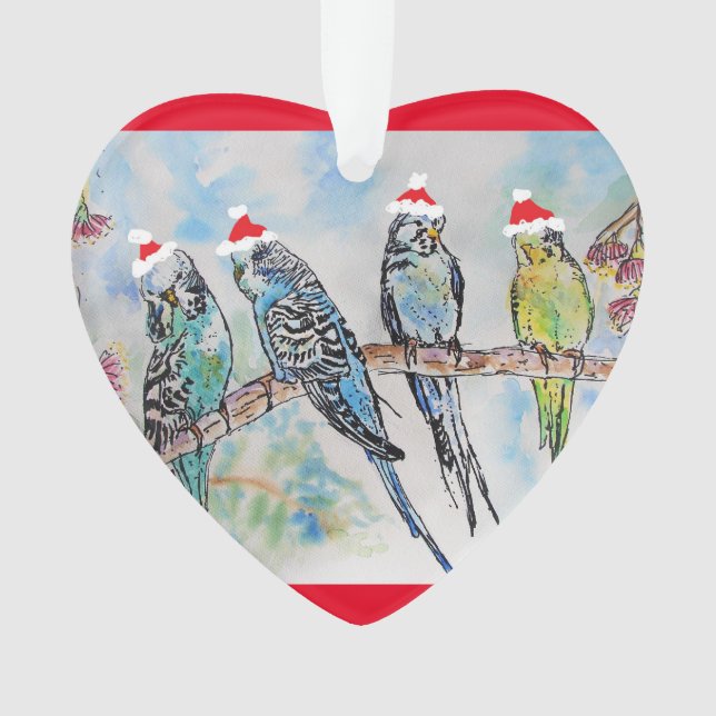 Weihnachtsdekoration in Santa Budgies Budgie Ornament (Vorderseite)