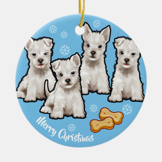 Weihnachtsdekoration mit niedlichem Welpen-Design Keramik Ornament (Vorne)