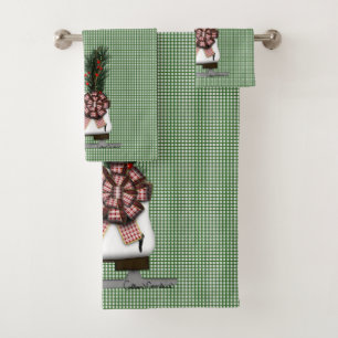 Weihnachtsdekoration mit Tartan Bow im Skate Badhandtuch Set