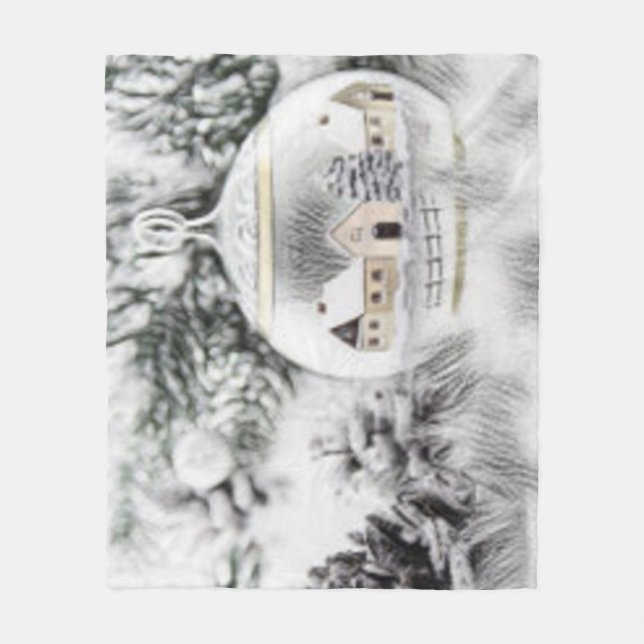 Weihnachtsdekoration Ornamente Wasserfarben Fleecedecke (Vorderseite)