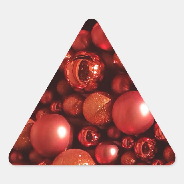 Weihnachtsdekoration Red Baubles Dreieckiger Aufkleber (Vorderseite)