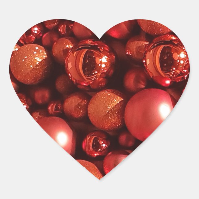 Weihnachtsdekoration Red Baubles Herz-Aufkleber (Vorderseite)