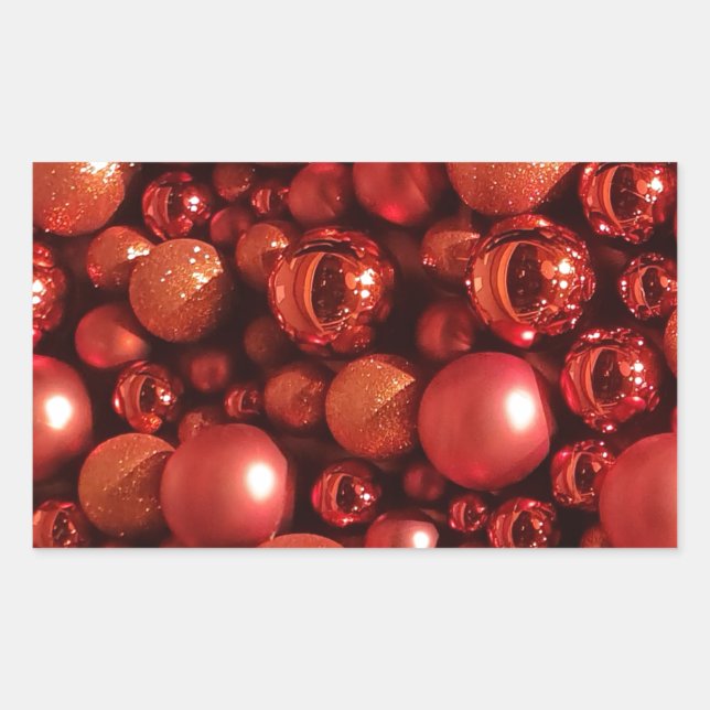 Weihnachtsdekoration Red Baubles Rechteckiger Aufkleber (Vorderseite)